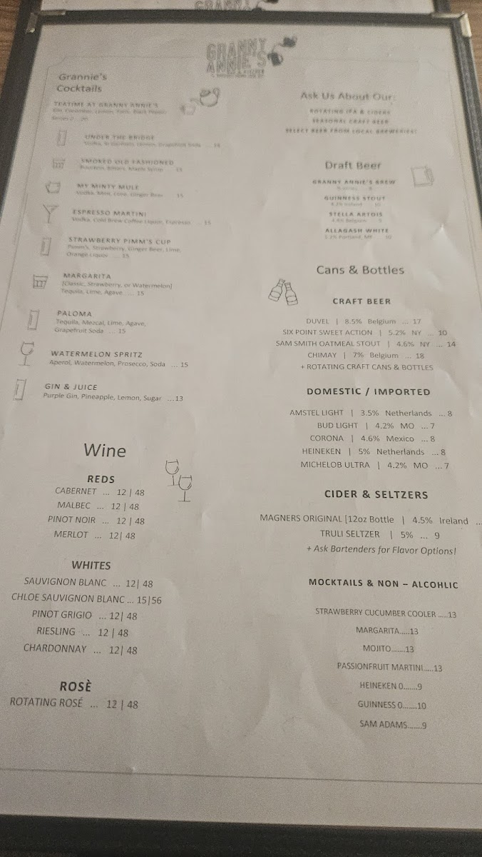 Granny Annie's Bar & Kitchen Menu - Image 1